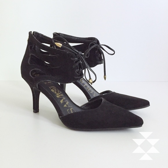 Sam & Libby Shoes - Black Sam & Libby Leather Gladiator Heel Shoe 7